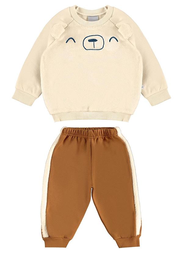 Malwee Kids - Conjunto Ursinho em Pelúcia Bege