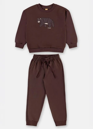 Up Baby - Conjunto Urso Moletom Matelassê Marrom - UP BABY