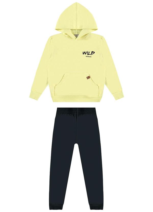 Malwee Kids - Conjunto Wild com Capuz em Moletom Amarelo