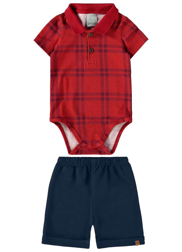Malwee Kids - Conjunto Xadrez Comfort Menino Vermelho