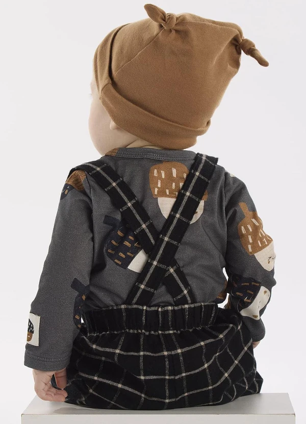 Três e Já - Conjuntos Bebê Body e Jardineira Cinza 2