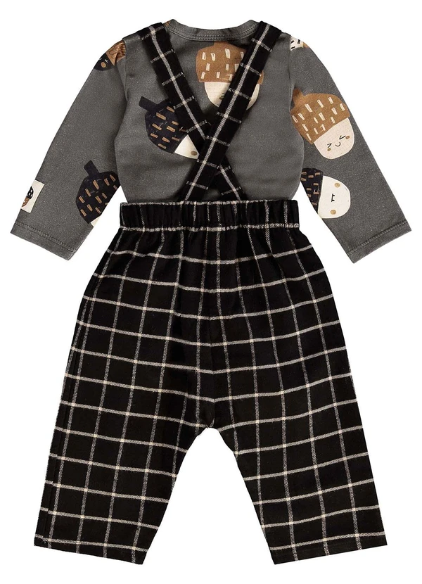 Três e Já - Conjuntos Bebê Body e Jardineira Cinza 4