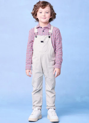 Youccie - Jardineira de Sarja Bege Amarelo - YOUCCIE