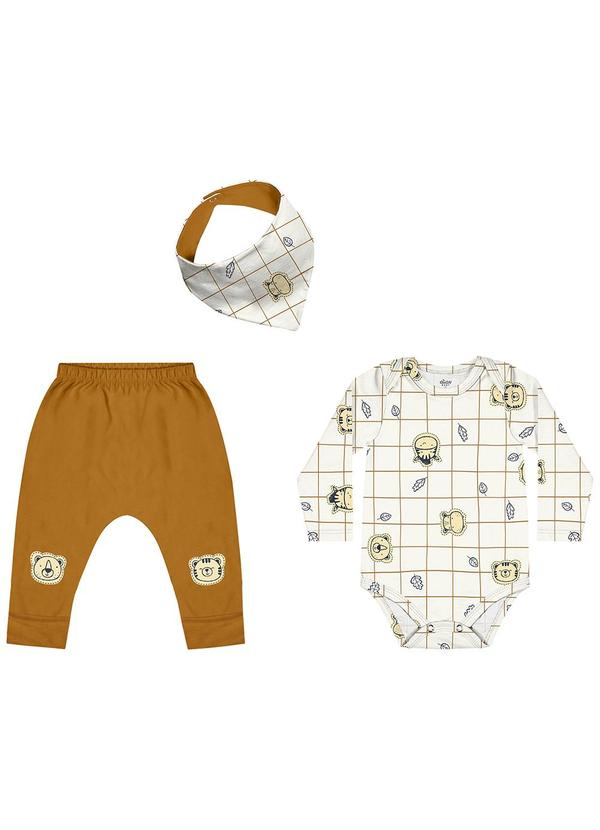 Elian - Kit Bebê Menino com Babador Bege