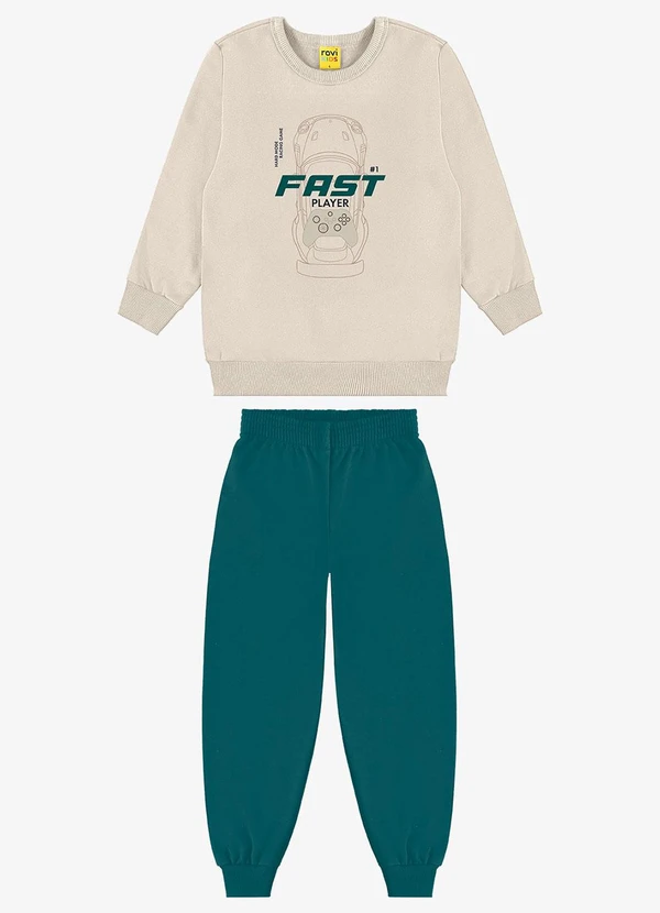 Rovi Kids - Kit Conjunto Blusão com Calça Bege