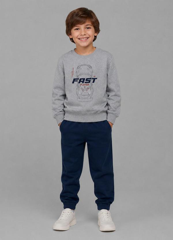 Rovi Kids - Conjunto Blusão com Calça Cinza