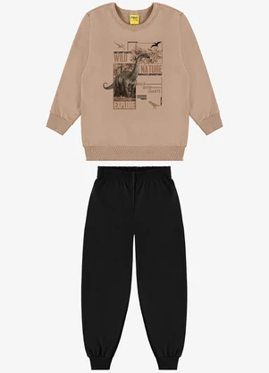 Rovi Kids - Kit Conjunto Blusão com Calça Marrom - ROVI KIDS