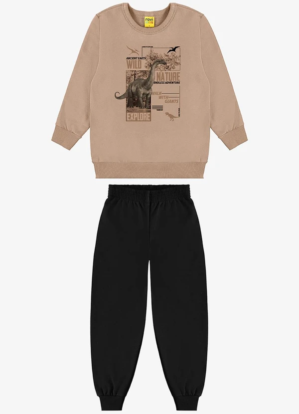 Rovi Kids - Kit Conjunto Blusão com Calça Marrom 1