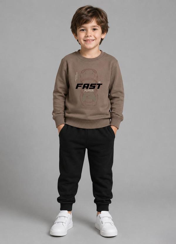 Rovi Kids - Kit Conjunto Blusão com Calça Marrom