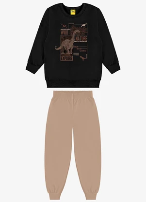 Rovi Kids - Kit Conjunto Blusão com Calça Preto - ROVI KIDS