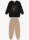 Rovi Kids - Kit Conjunto Blusão com Calça Marrom - variação: Preto