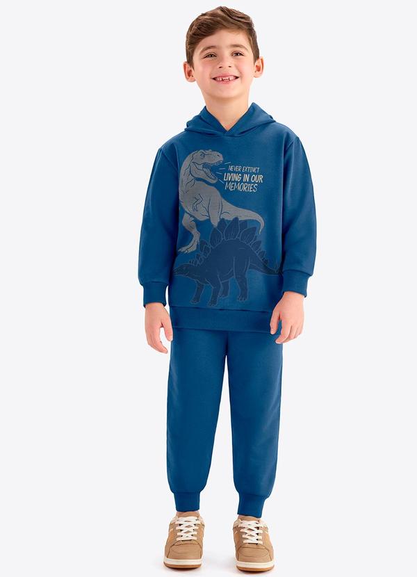 Rovi Kids - Kit Conjunto Blusão com Capuz e Calça Azul