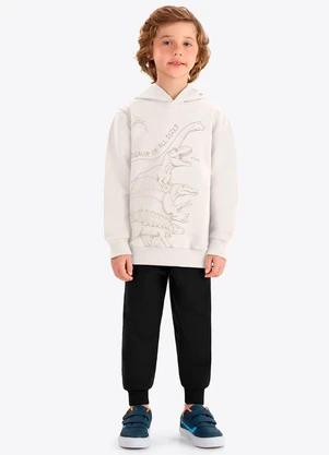 Rovi Kids - Kit Conjunto Blusão com Capuz e Calça Bege - ROVI KIDS