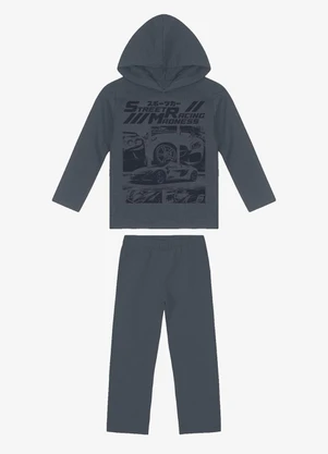 Rovi Kids - Kit Conjunto Blusão com Capuz e Calça Cinza - ROVI KIDS