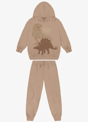 Rovi Kids - Kit Conjunto Blusão com Capuz e Calça Marrom - ROVI KIDS