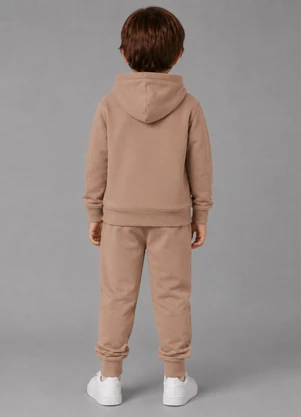 Rovi Kids - Kit Conjunto Blusão com Capuz e Calça Marrom - ROVI KIDS