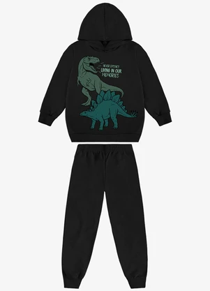 Rovi Kids - Kit Conjunto Blusão com Capuz e Calça Preto - ROVI KIDS