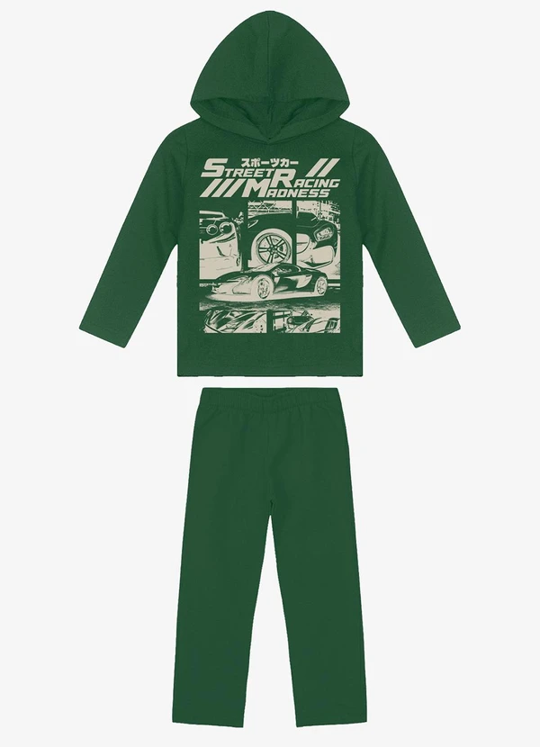 Rovi Kids - Kit Conjunto Blusão com Capuz e Calça Verde