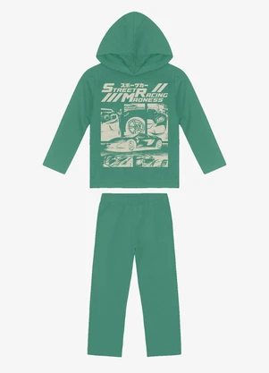 Rovi Kids - Kit Conjunto Blusão com Capuz e Calça Verde - ROVI KIDS