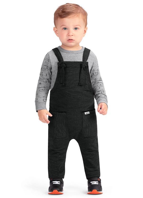 Alenice - Macacão Confortável Ursinhos Menino Cinza