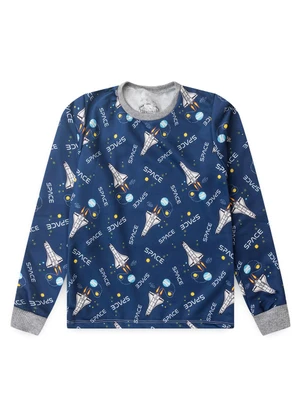 Atelie da Crianca - Moletom Infantil Foguete Azul Escuro - ATELIE DA CRIANCA
