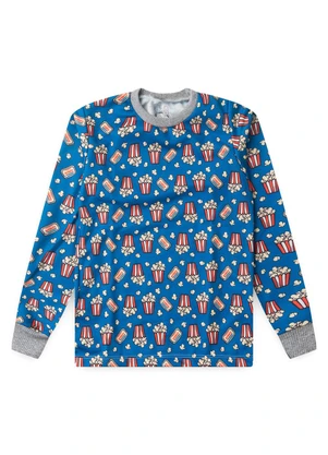 Atelie da Crianca - Moletom Infantil Pipoca Azul - ATELIE DA CRIANCA