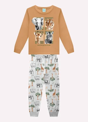 Kyly - Pijama Infantil Menino Animais Marrom - KYLY