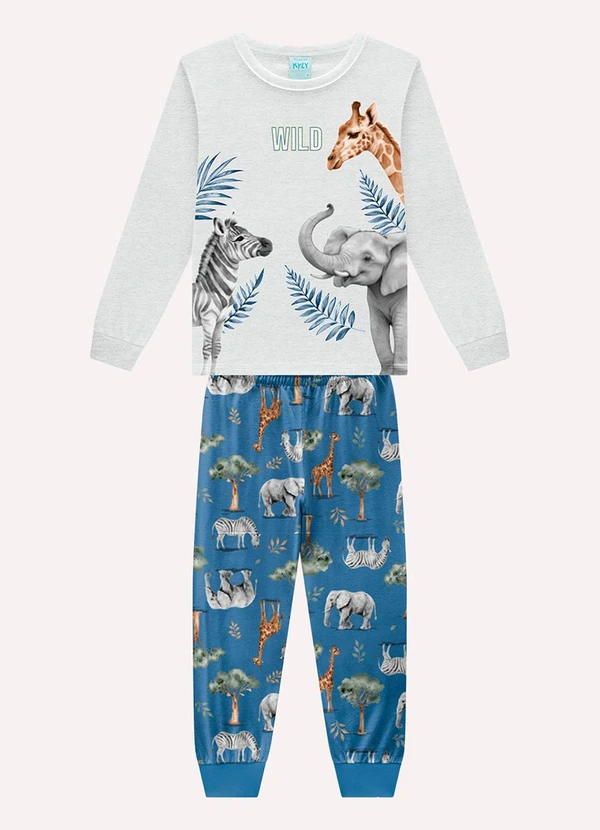 Kyly - Pijama Infantil Menino Bichinhos Cinza