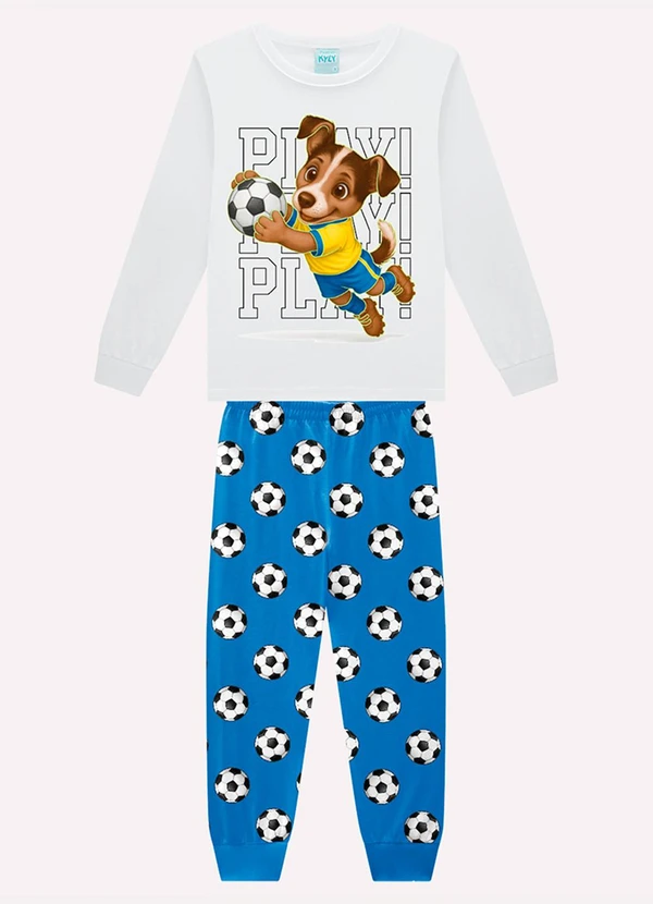 Kyly - Pijama Infantil Menino Copa do Mundo Branco