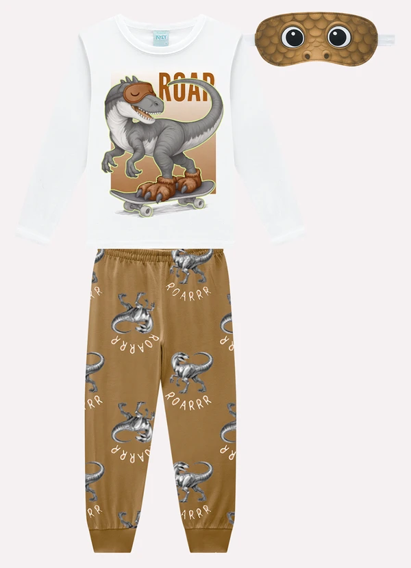 Kyly - Pijama Infantil Menino Dinossauro Branco