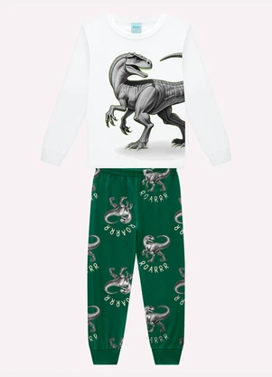 Kyly - Pijama Infantil Menino Dinossauro Branco - KYLY