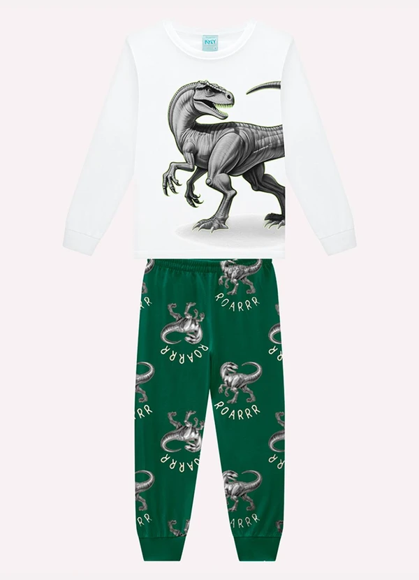 Kyly - Pijama Infantil Menino Dinossauro Branco