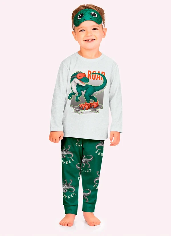 Kyly - Pijama Infantil Menino Dinossauro Cinza