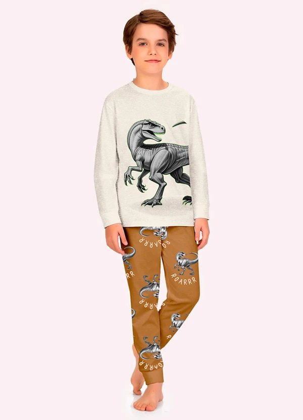 Kyly - Pijama Infantil Menino Dinossauro Cinza