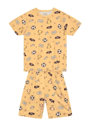 Brandili - Pijama Infantil Menino em Malha Bege - BRANDILI