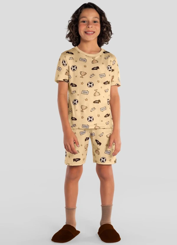 Brandili - Pijama Infantil Menino em Malha Bege