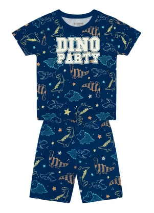 Brandili - Pijama Infantil Menino em Meia Malha Azul - BRANDILI