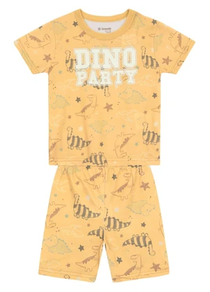 Brandili - Pijama Infantil Menino em Meia Malha Bege - BRANDILI