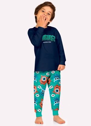 Kyly - Pijama Infantil Menino Lettering Azul - KYLY