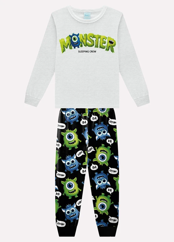 Kyly - Pijama Infantil Menino Lettering Cinza