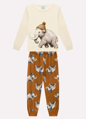 Kyly - Pijama Infantil Menino Mamute Bege - KYLY
