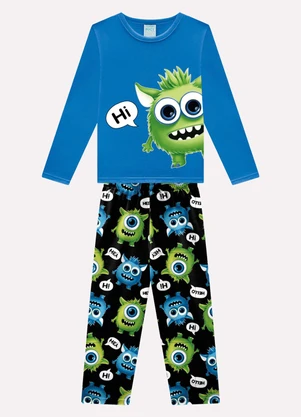 Kyly - Pijama Infantil Menino Monstrinhos Azul - KYLY