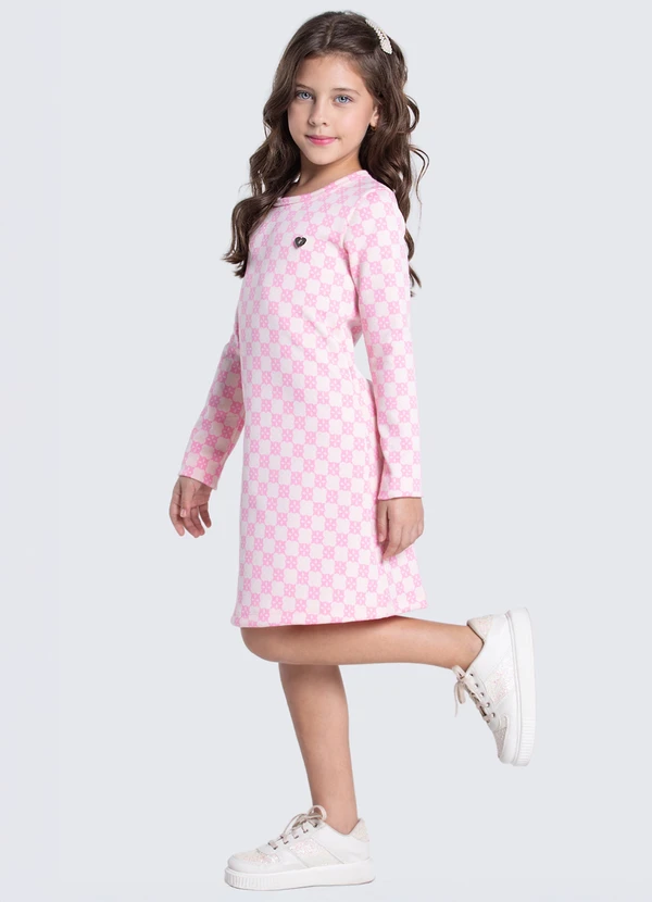 Vida Costeira - Vestido Infantil Feminino em Jacquard Quadriculado 1
