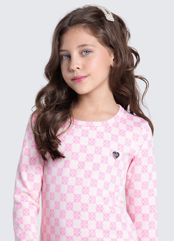 Vida Costeira - Vestido Infantil Feminino em Jacquard Quadriculado 2