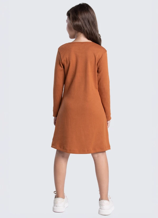 Vida Costeira - Vestido Infantil Básico Ribana Canelado 2
