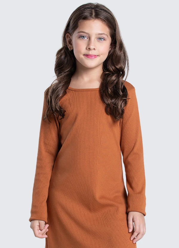 Vida Costeira - Vestido Infantil Básico Ribana Canelado 3
