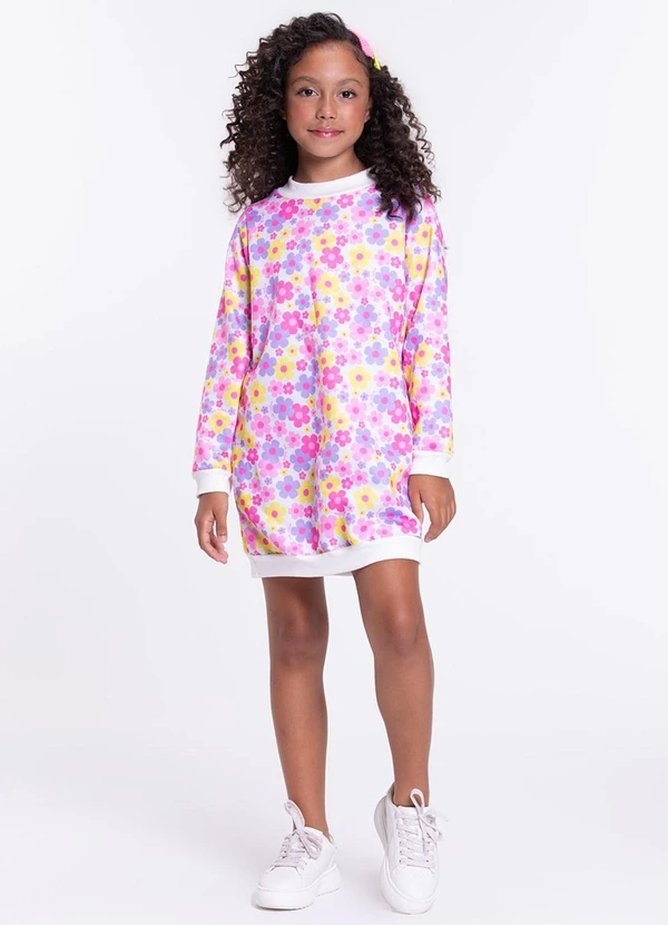 Vida Costeira - Vestido Sublimado Infantil Flowers Lilás