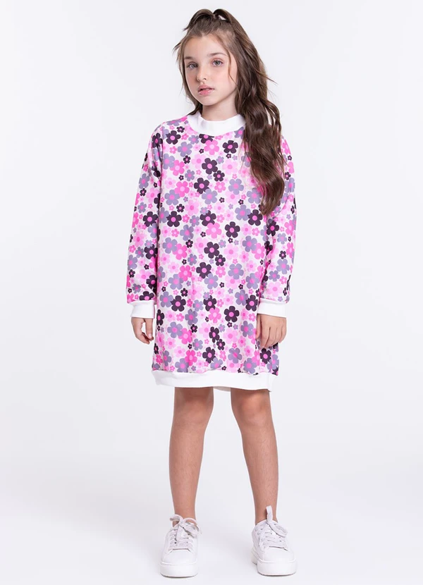 Vida Costeira - Vestido Sublimado Infantil Flowers Preto