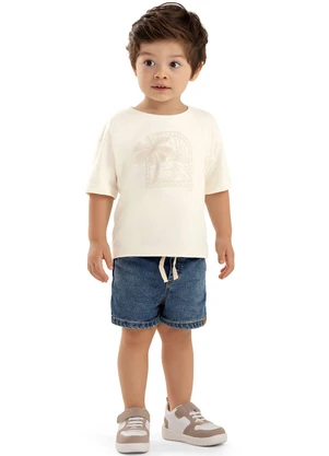 Colorittá - Bermuda Infantil Menino Jeans Moletom Azul - COLORITTÁ