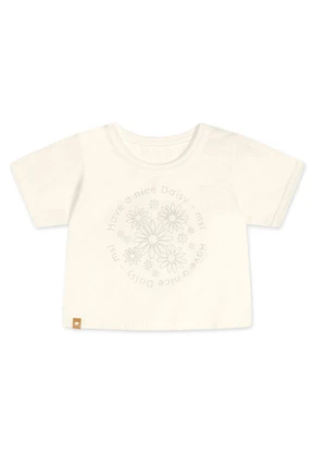 Marisol - Blusa Cropped Manga Curta Infantil Feminina Bege - MARISOL